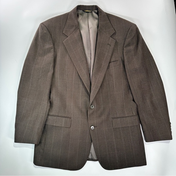 Kensington Collection mens wool blazer made in USA brown houndstooth 44R - Picture 2 of 14